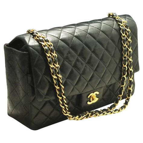 chanel quilted black with chain|Classic 11.12 handbag, Lambskin & gold.